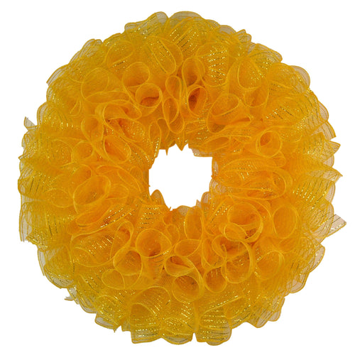 Plain Wreath Base Already Made - Mesh Everyday Wreath to Decorate DIY - Starter Add Bow, Ribbons on Your Own - Premade (Metallic Gold)