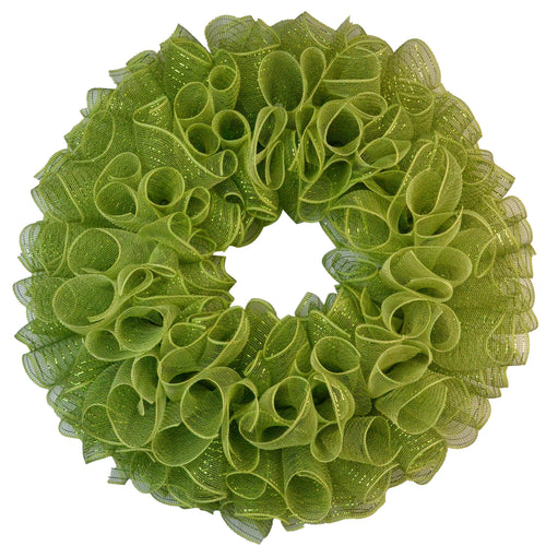 Plain Wreath Base Already Made - Mesh Everyday Wreath to Decorate DIY - Starter Add Bow, Ribbons on Your Own - Premade (Metallic Moss Green)
