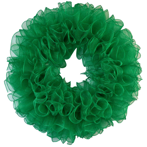 Plain Wreath Base Already Made - Mesh Everyday Wreath to Decorate DIY - Starter Add Bow, Ribbons on Your Own - Premade (Non-Metallic Emerald Green)