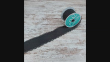 Load and play video in Gallery viewer, 2.5" Scalloped Edge Canvas Wired Ribbon : Black (10 Yards)
