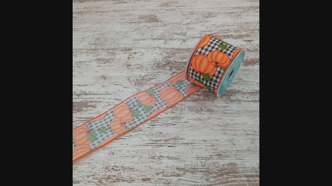 Pumpkin Patch Ribbon : Black White Buffalo Check - 2.5 Inches x 10 Yards (30 Feet)