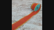 Load and play video in Gallery viewer, Fall Lace Scalloped Edge Royal Burlap Wired Ribbon Rust Red Brown, Mustard Yellow) - 2.5 Inches x 10 Yards (30 Feet)
