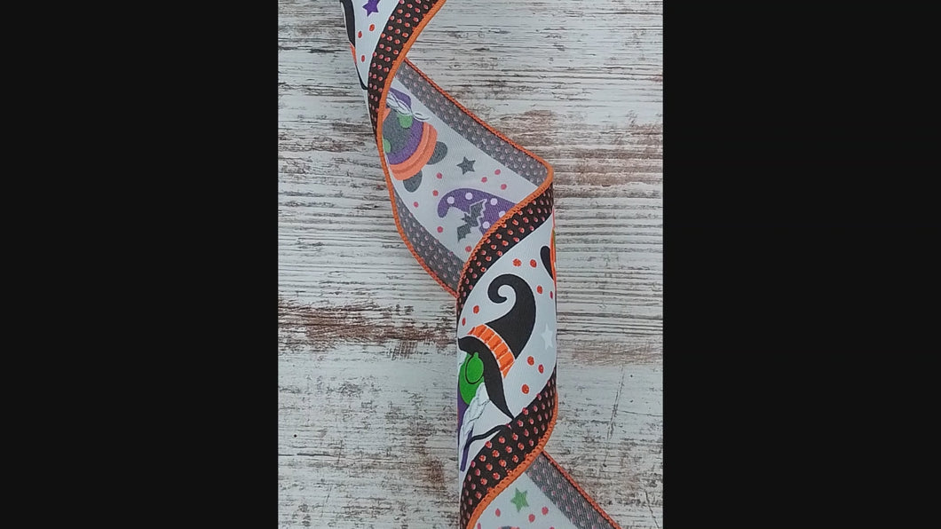 Halloween Gnome Polka Dot Ribbon : White (2.5 Inches  x 10 Yards)