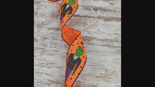 Load and play video in Gallery viewer, Frankenstein and Polka Dots on Canvas Wired Edge Ribbon, 10 Yards (Orange, 2.5 Inch)
