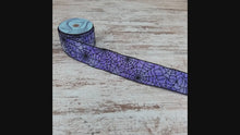 Load and play video in Gallery viewer, 2.5" Spider Halloween Wired Ribbon : Purple Black (10 Yards)
